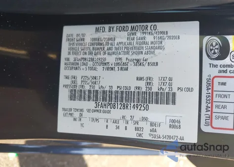 2008 Ford Fusion Sel z USA, uszkodzony, nr VIN 3FAHP08128R149250